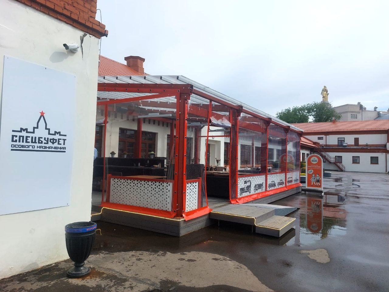 ПВХ шторы для летней террасы кафе в посёлке Чучково